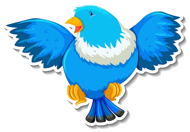 Free vector cute blue bird animal cartoon sticker