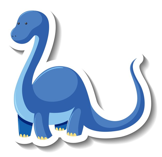 Симпатичный синий динозавр мультяшный персонаж стикер