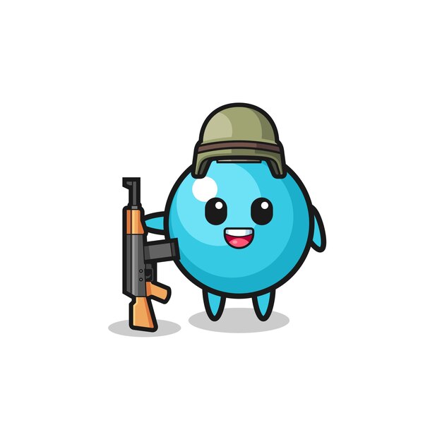 Cute blueberry mascot as a soldier , cute design