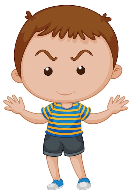 Бесплатное векторное изображение Милый мальчик мультипликационный персонаж на белом фоне