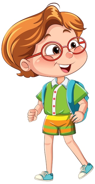 Vettore gratuito personaggio dei cartoni animati ragazzo carino con gli occhiali