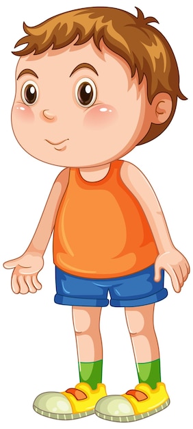 Cute boy cartoon character on white background