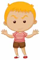 Free vector cute boy cartoon character on white background