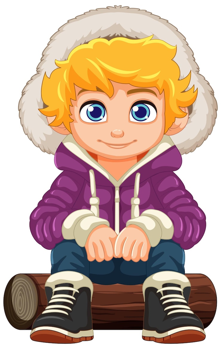 Free Vector cute boy cartoon character in winter outfit