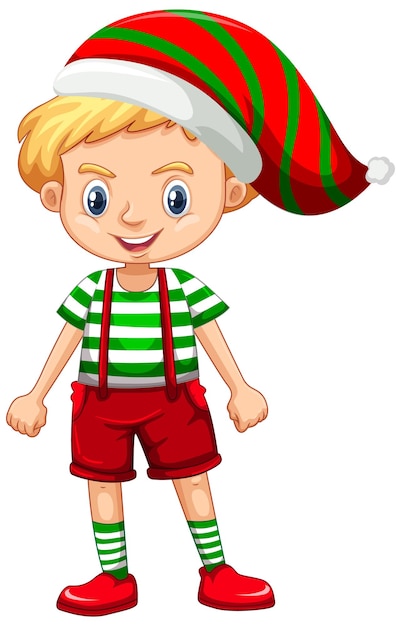 Free vector cute boy in christmas costume cartoon character