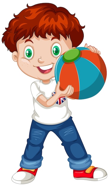 Free vector cute boy holding color ball