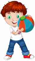 Бесплатное векторное изображение Милый мальчик держит цветной шар