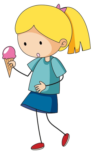 Free vector cute boy holding ice cream cone isolated