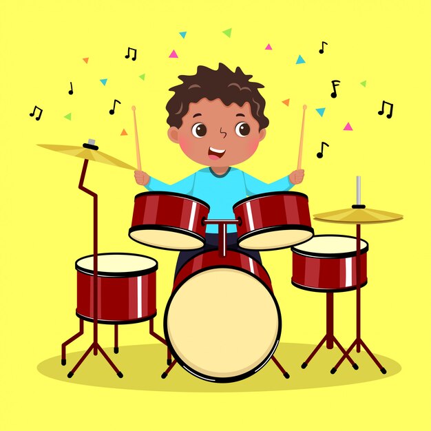 楽器を弾く学校の子供のイラスト プレミアムベクター