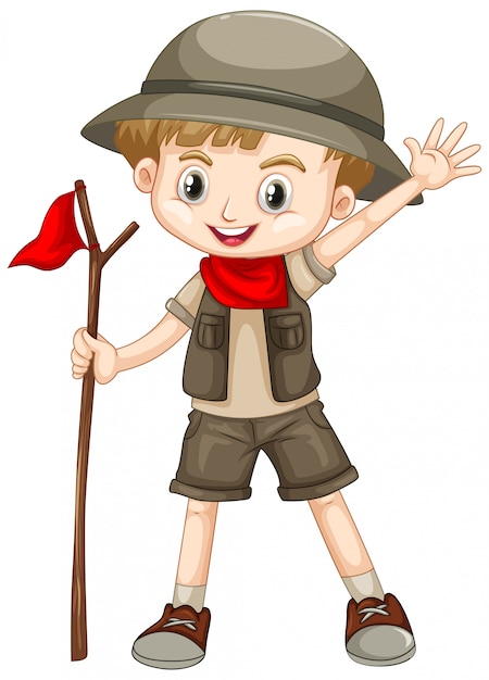 Free vector cute boy in safari outfit on white