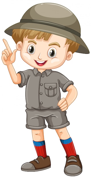 Free vector cute boy in safari outfit on white