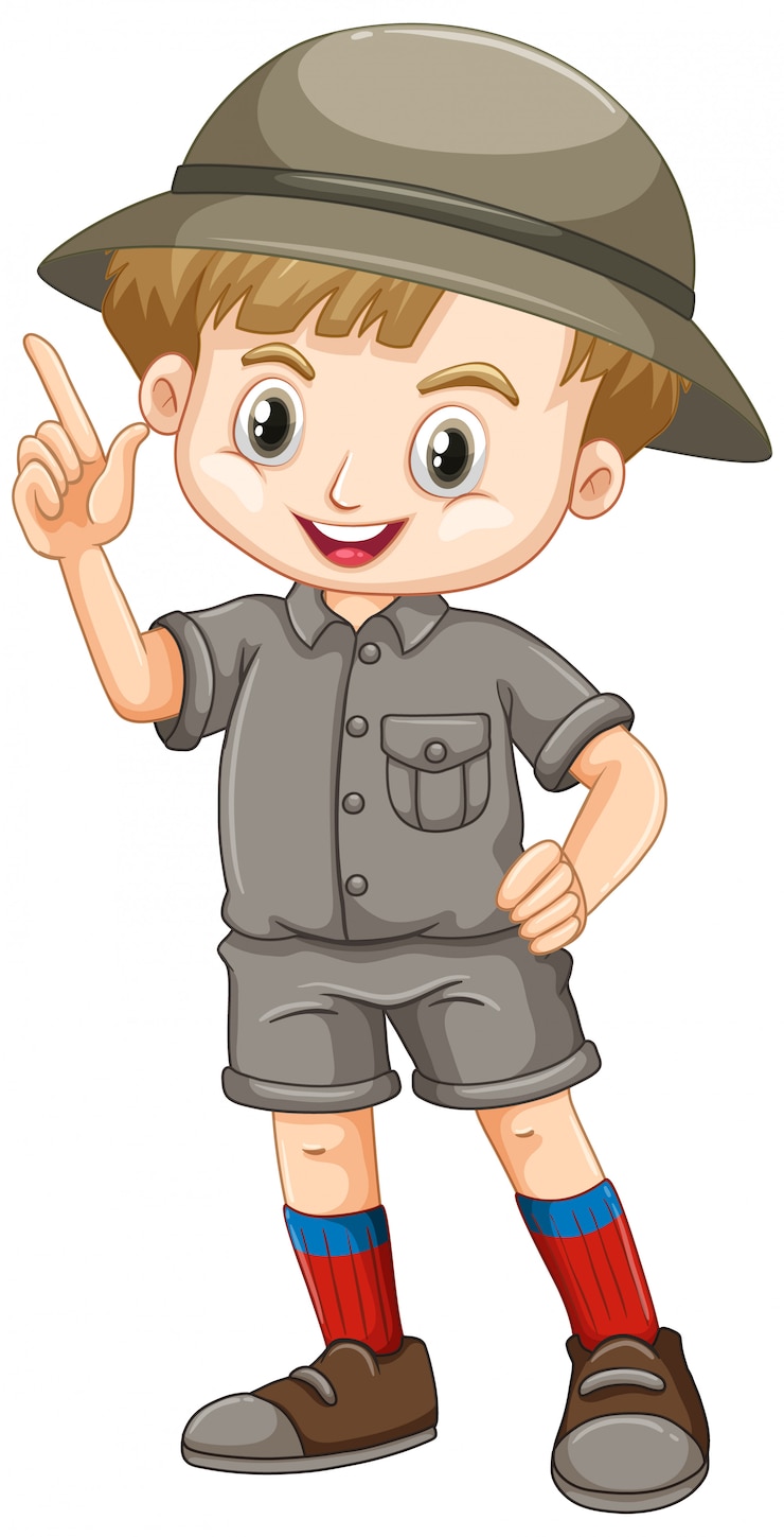 無料Vector 白のサファリ服でかわいい男の子