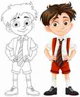 Free vector cute boy student cartoon character in school uniform