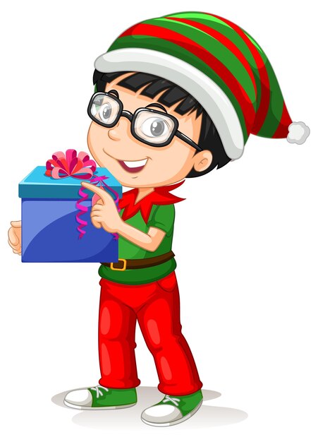 Cute boy wearing Christmas costumes cartoon character