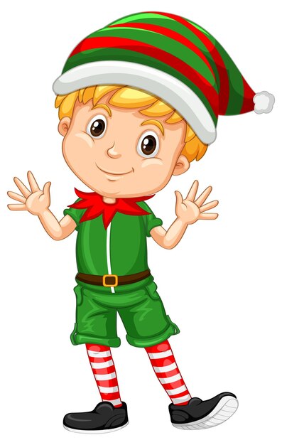크리스마스 의상을 입고 귀여운 소년 만화 캐릭터