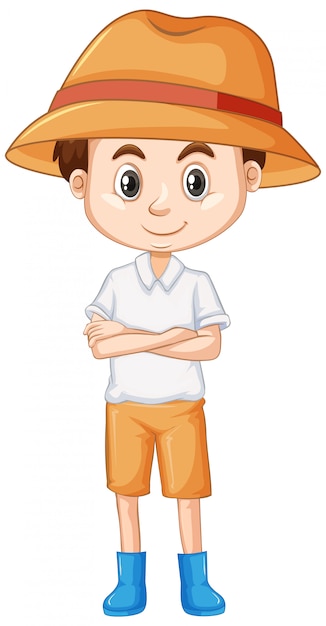 Free vector cute boy wearing hat and boots