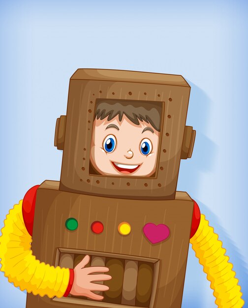 Free vector cute boy wearing robot costume