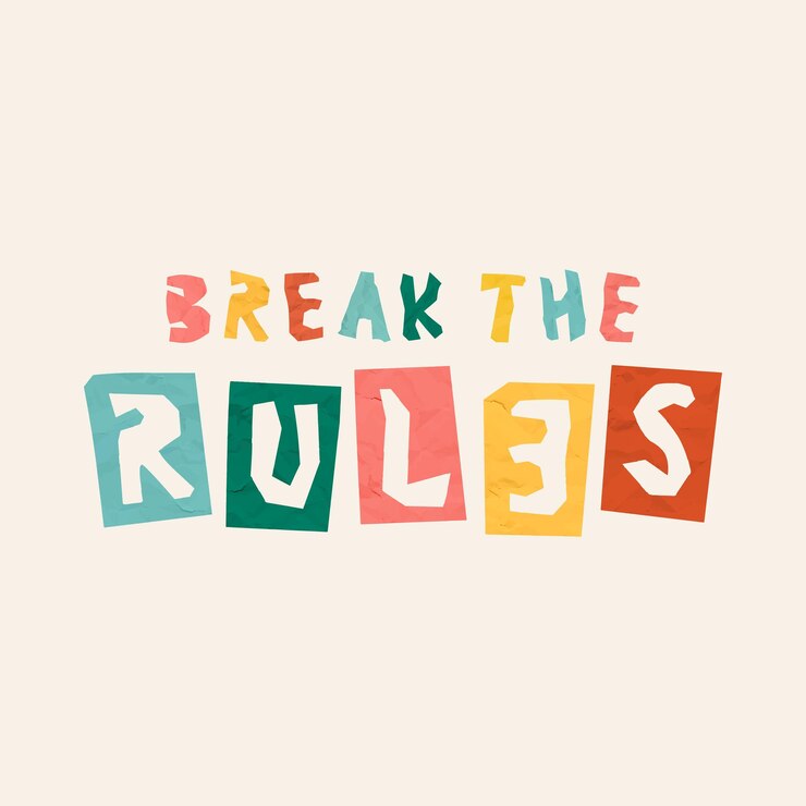 Free Vector cute break the rules message paper cut vector typography font