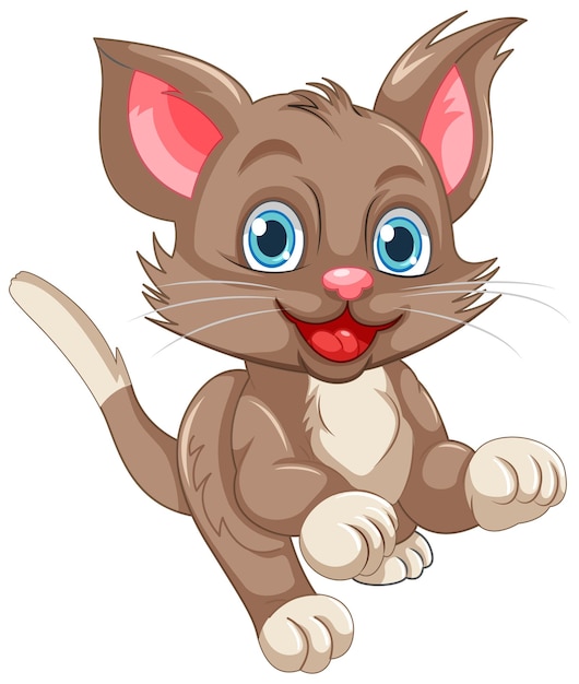 Бесплатное векторное изображение Милый коричневый кот мультфильмный персонаж