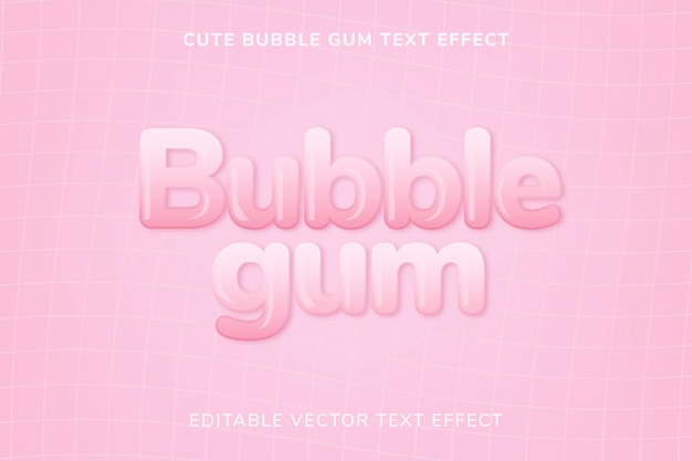 Free vector cute bubble gum editable vector text effect