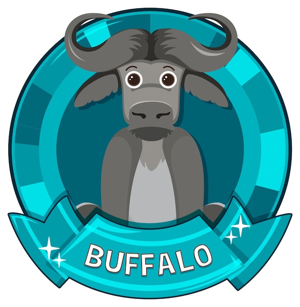 Free vector cute buffalo cartoon badge