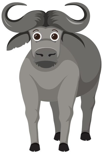 Free vector cute buffalo in flat cartoon style