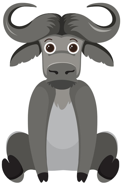 Free vector cute buffalo in flat style isolated