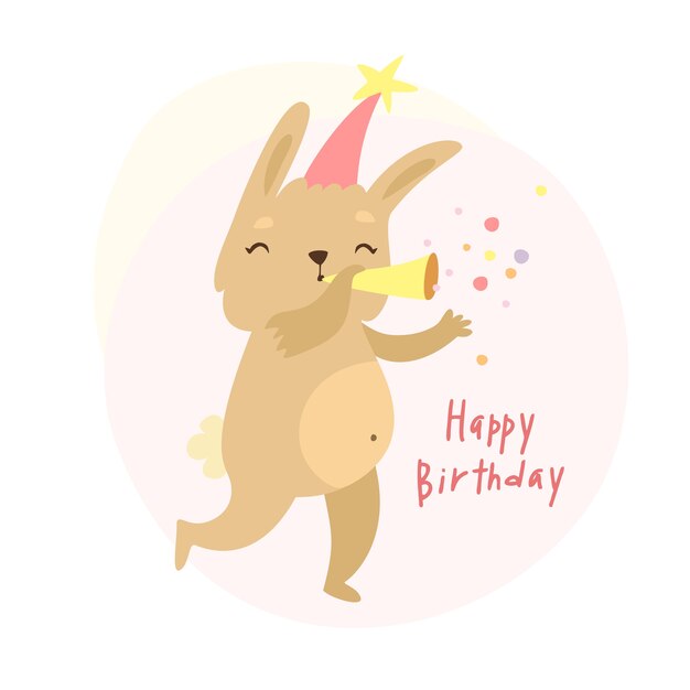 милый кролик открытка на день рождения