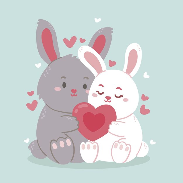 Cute bunny couple illustrated