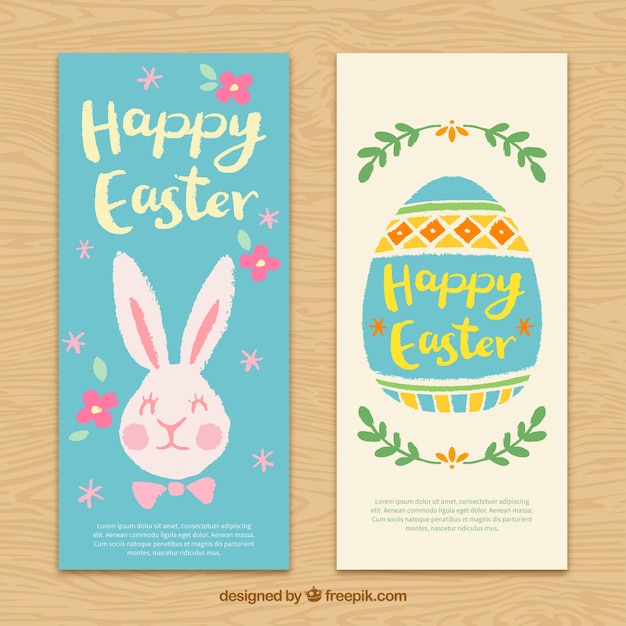 Cute bunny and easter egg banners