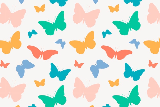 Симпатичные бабочки фоновый узор, красочный дизайн вектор