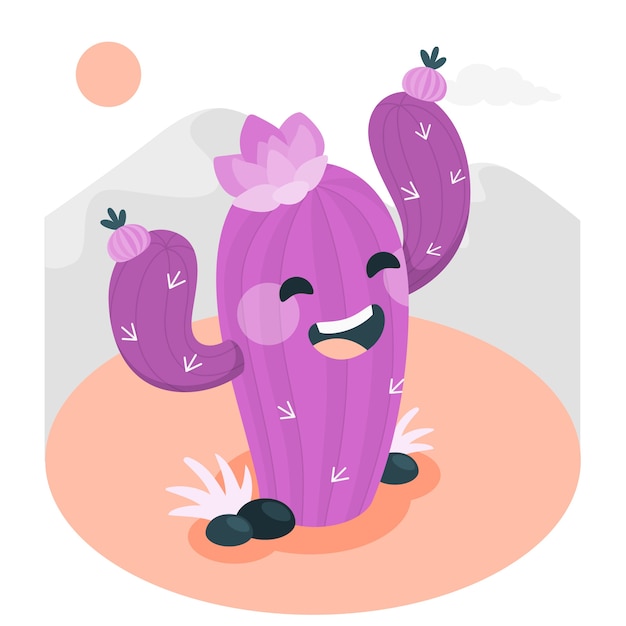 Illustrazione del concetto di cactus carino