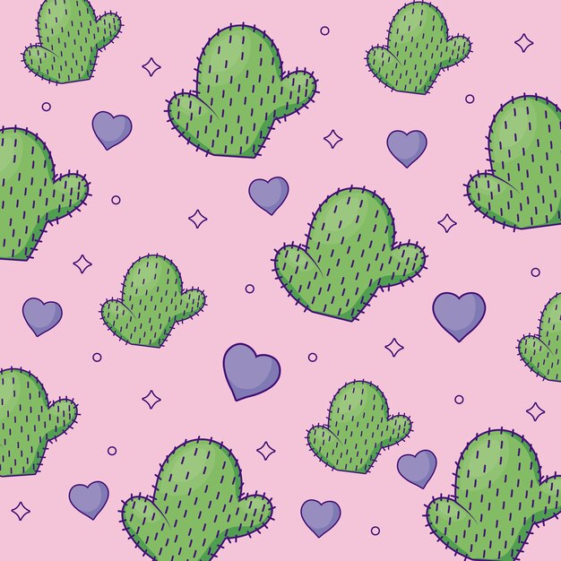 Premium Vector | Cute cactus and hearts background