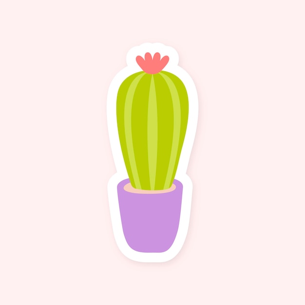 Free vector cute cactus in pot sticker vector