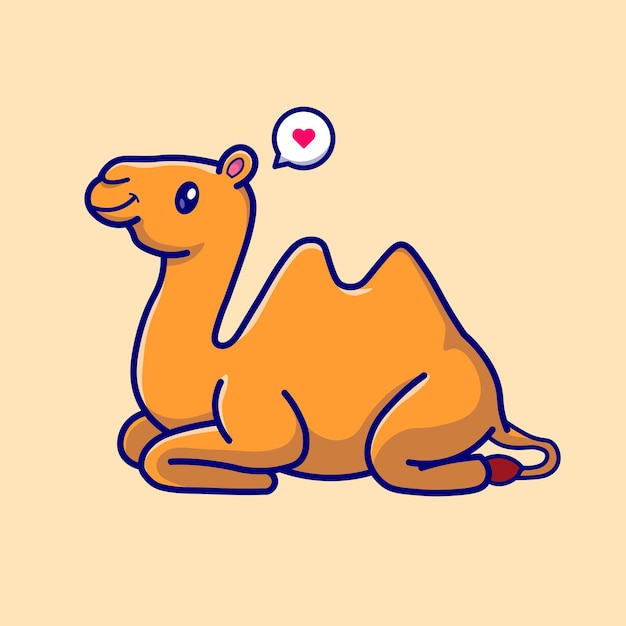 Illustrazione dell'icona di vettore del fumetto di seduta del cammello sveglio. concetto di icona della natura animale isolato premium