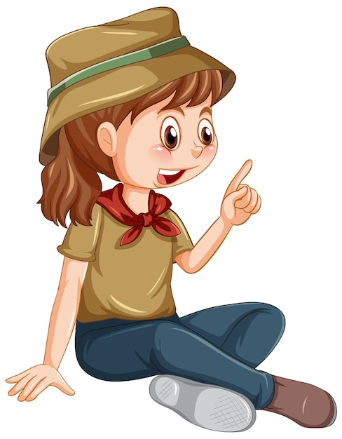 Free vector cute camping girl sitting