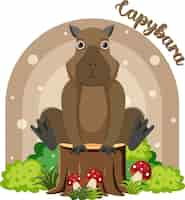 Free vector cute capybara in cartoon flat style