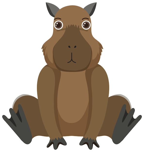 Free vector cute capybara in flat style isolated