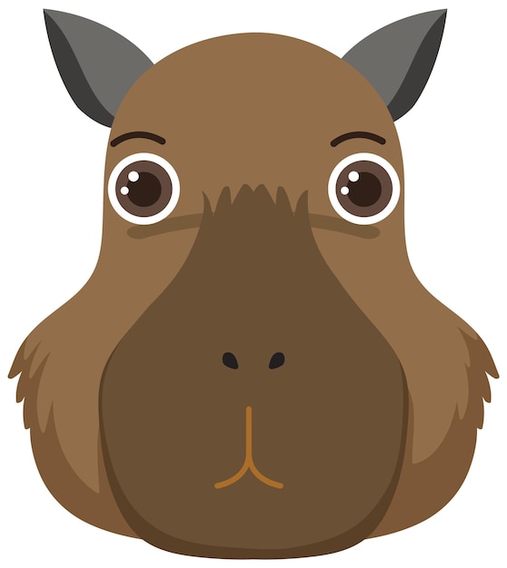 Cute capybara head in flat style