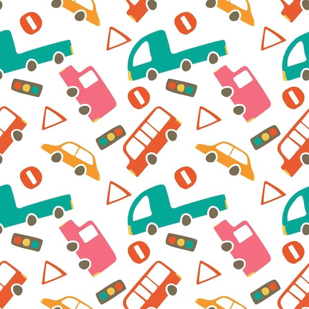 Cute car seamless pattern