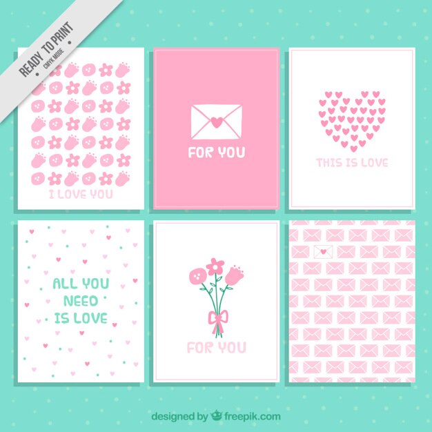 Free Vector cute cards for couples in love