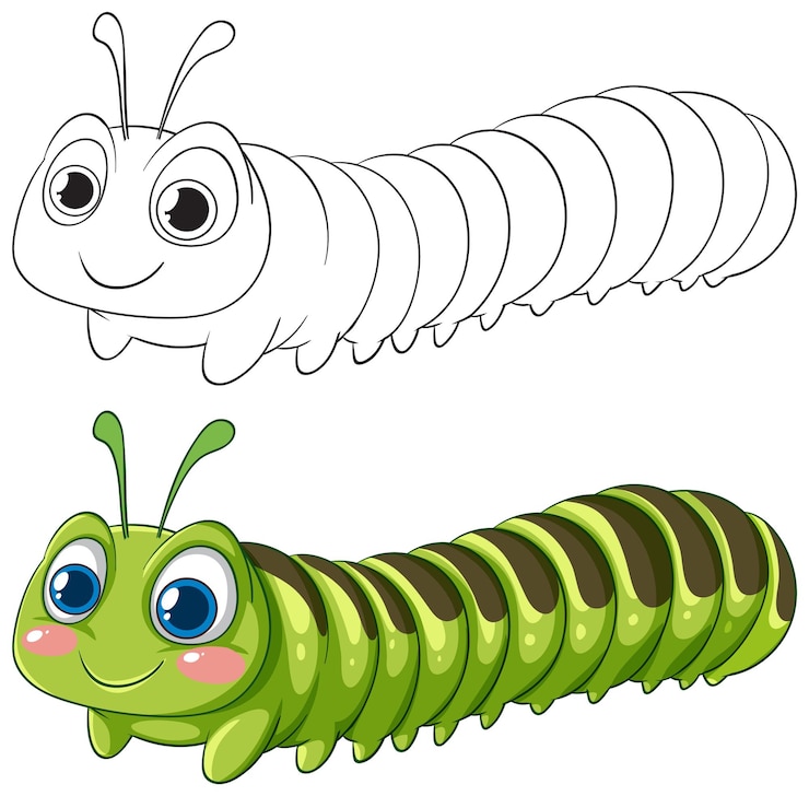Free Vector cute cartoon caterpillar vector illustration