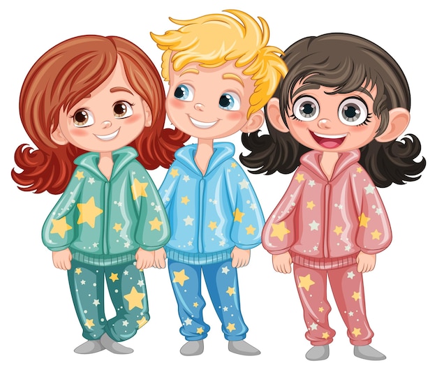 Free vector cute cartoon character in pajamas