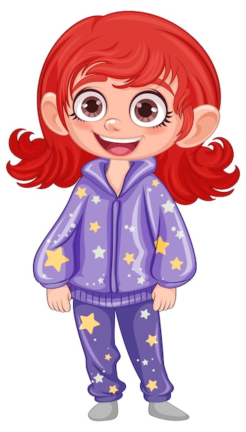 Cute cartoon character in pajamas