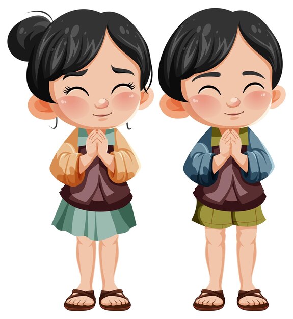 cute cartoon character praying