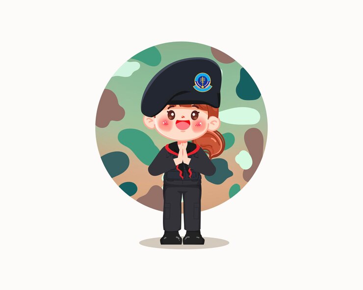Бесплатный Вектор cute cartoon character thahan phran or thai rangers in black uniforms premium vector