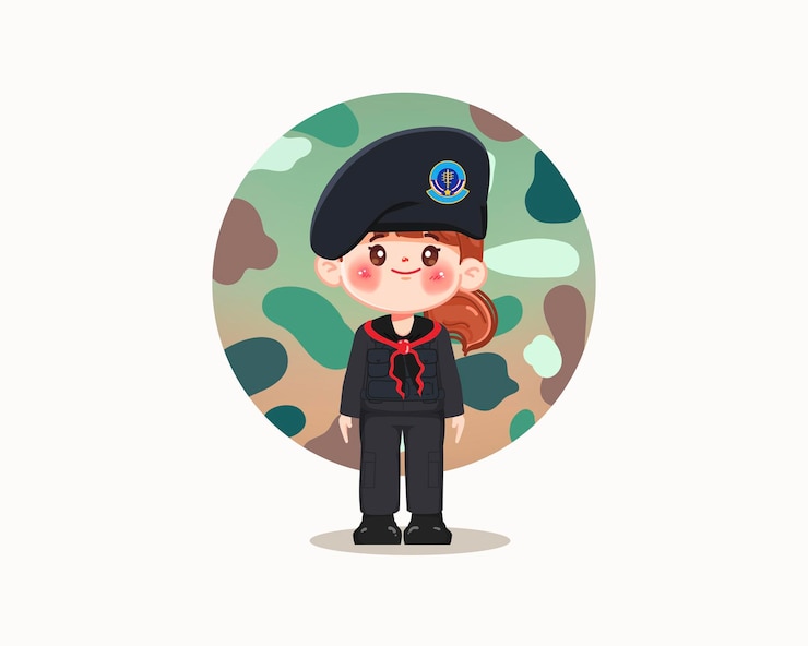 Бесплатный Вектор cute cartoon character thahan phran or thai rangers in black uniforms premium vector