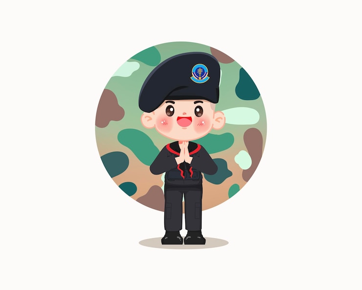 Бесплатный Вектор cute cartoon character thahan phran or thai rangers in black uniforms premium vector
