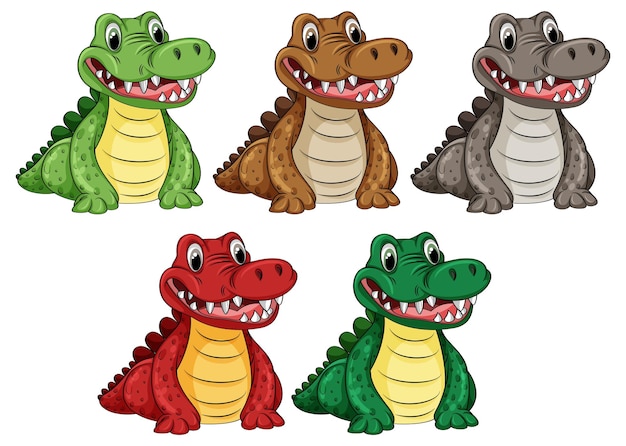 Free vector cute cartoon crocodile character