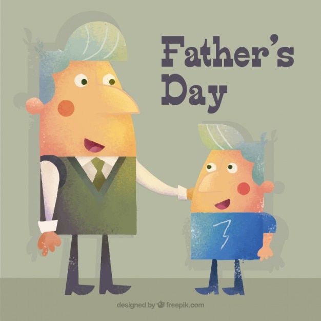 Cute cartoon father's day illustration in vintage style